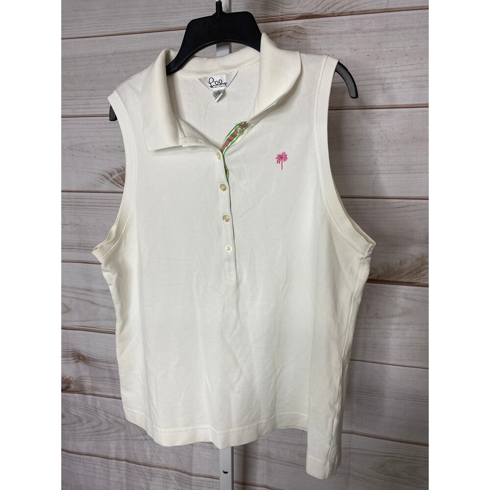 Vintage Lilly Pullitzer Women's Size XL Pima Cotton Sleeveless Polo Top Shirt